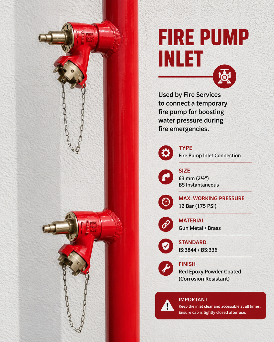 Fire pump inlet connection details